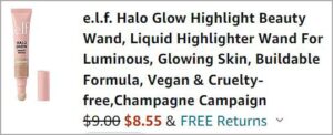 Checkout page of e l f Cosmetics Halo Glow Beauty Wand