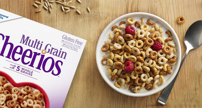 Cheerios Multi Grain Cereal on a Bowl