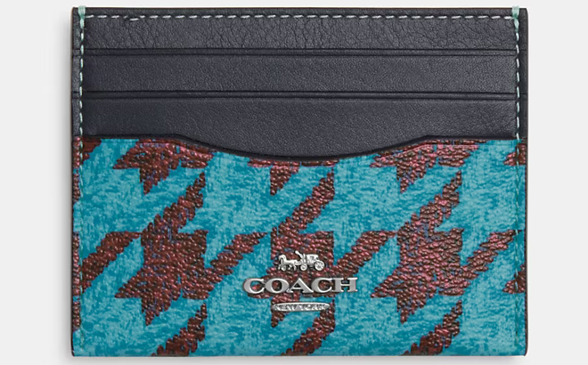 Coach Outlet Slim Id Card Case with Houndstooth Print