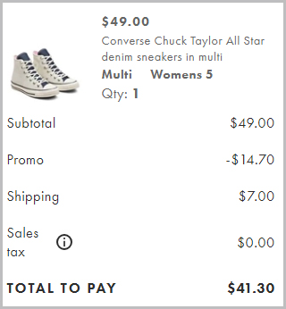 Converse Chuck Taylor All Star Denim Sneakers Order Summary