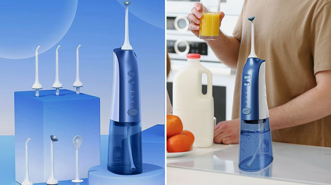 Demita Cordless Water Flosser in Blue and White Color