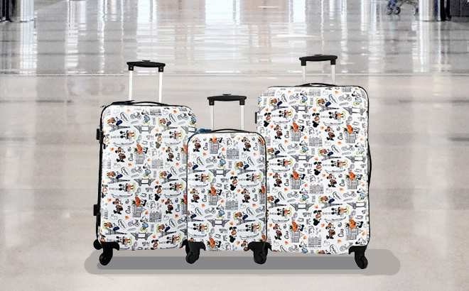 Disneys Mickey Mouse 3 Piece Hardside Spinner Luggage Set