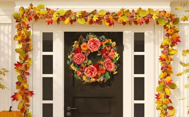 Fall Peony and Pumpkin Wreath