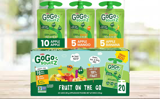 GoGo SqueeZ 20 Count Apple Mango Banana Variety Pack