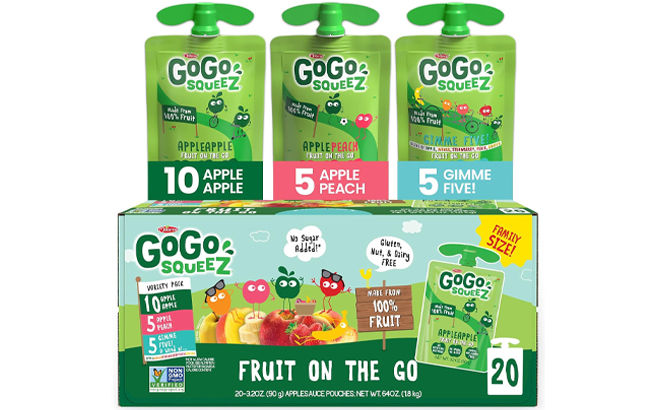 GoGo SqueeZ 20 Count Apple Peach Gimme Five Pack