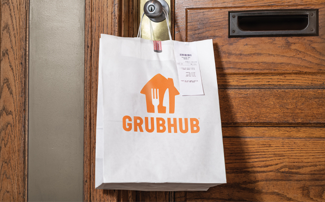 Grubhub Bag on Doorknob