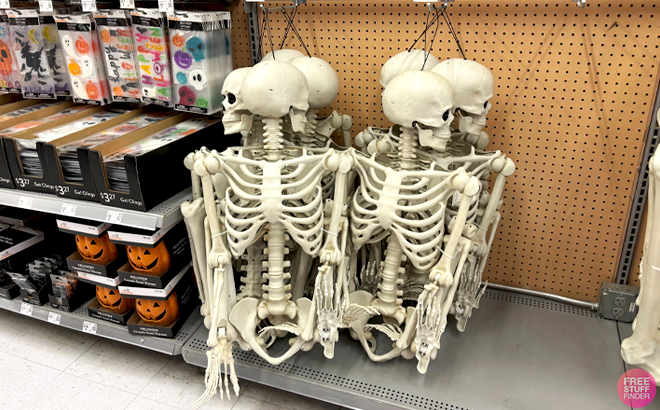 Halloween 5 Feet Poseable Skeleton Decoration in a Store