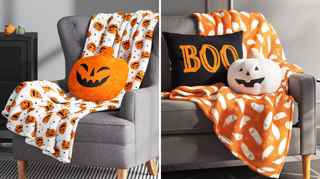 Halloween Pumpkin Throw Blanket