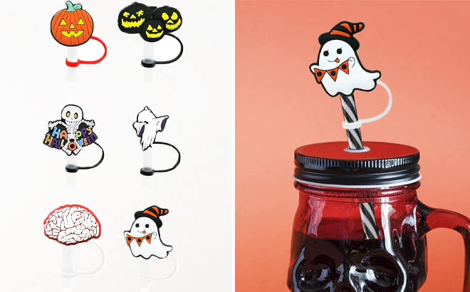 Halloween Straw Cover Caps 4-Pack for $6