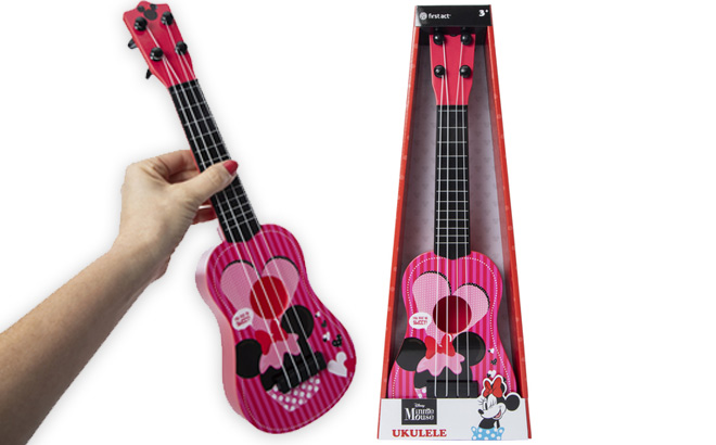 Hand Holding a Disney Character Ukulele in Minnie Style