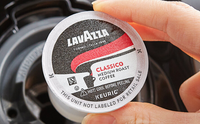 Hand Holding a Lavazza Classico K Cup