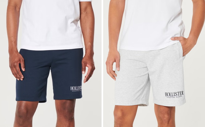 Hollister Mens Fleece Logo Graphic Shorts