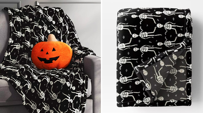 Hyde EEK Boutique Halloween Skeleton Throw Blanket