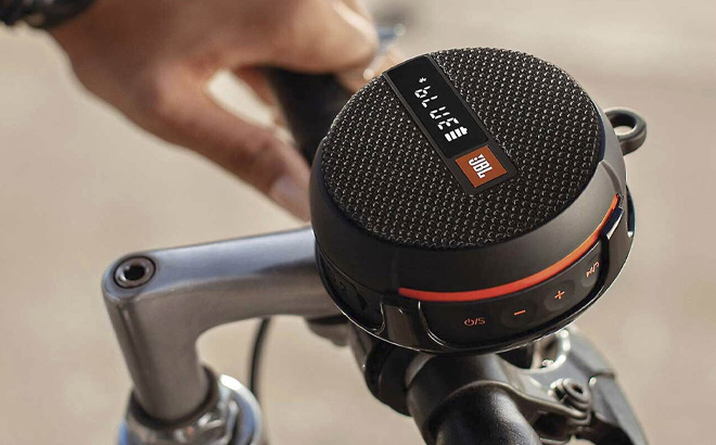 JBL Wind2 Speaker FM Radio Hanging on the Bike