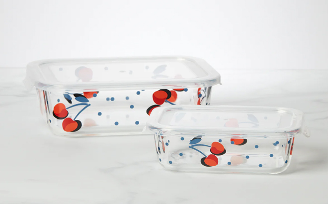 Kate Spade Vintage Cherry Dot Rectangular Food Storage Set