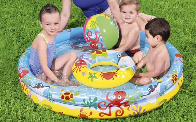 Kids Enjoying in their Bestway H2OGO Play Pool Set