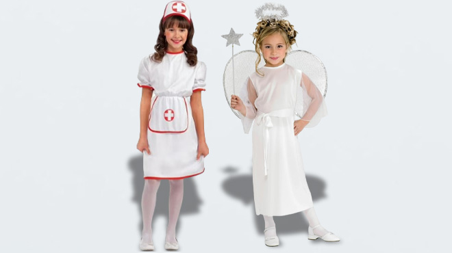 Kids Wearing Nurse and Angel Halloween Costume