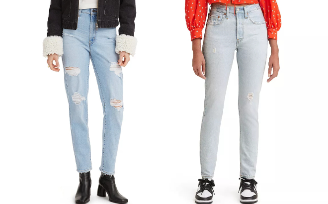 Levis Womens High Rise Mom Jeans and 501 High Rise Skinny Jeans