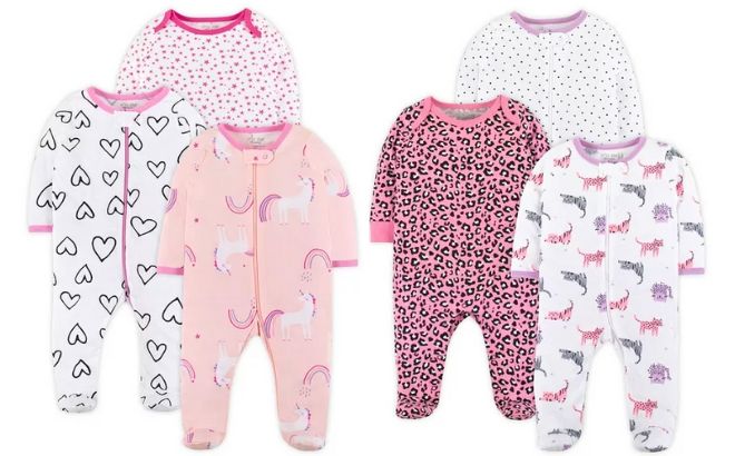 Little Star Baby Girl 3 Pack Sleep and Play in Unicorn and Dusty Pink Style