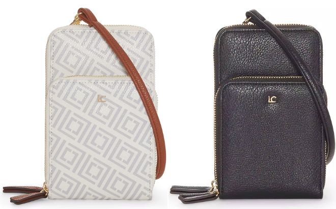 Liz Claiborne Wallet On A String Crossbody Bag in Gray Monogram Color on the Left Side and in Black Color on the Right Side