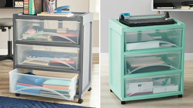 Mainstays 3 Drawer Wide Storage Cart