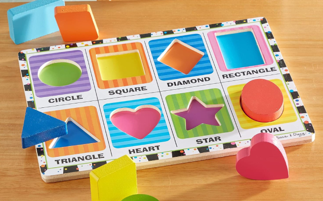 Melissa Doug 8 Piece Shapes Wooden Chunky Puzzle