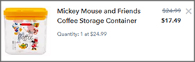 Mickey Mouse and Friends Coffee Storage Container Cart Checkout