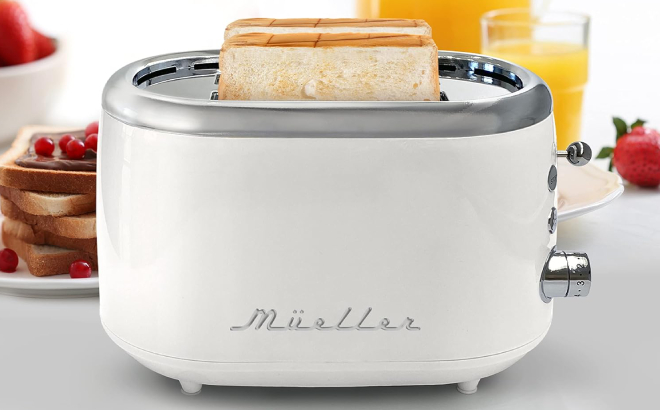 Mueller Retro Toaster 2 Slice with 7 Browning Levels and 3 Turquoise