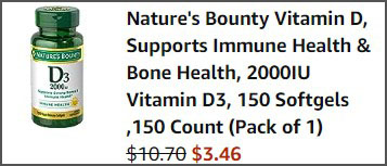 Natures Bounty Vitamin D3 Softgels Order Summary