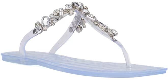 New York Co Womens Bling Jelly Thong Slippers