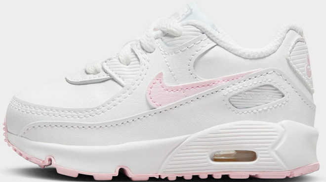 Nike Air Max 90 White and Pink Foam Toddler Girls Casual Shoes