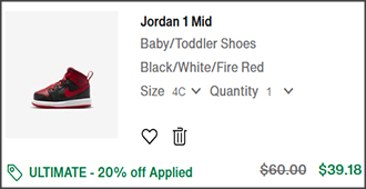 Nike Jordan 1 Mid Toddler Shoes Checkout Screenshot