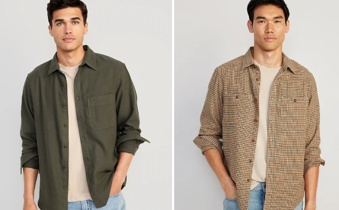 Old Navy Mens Double Brushed and Soft Brushed Flannel Shirts