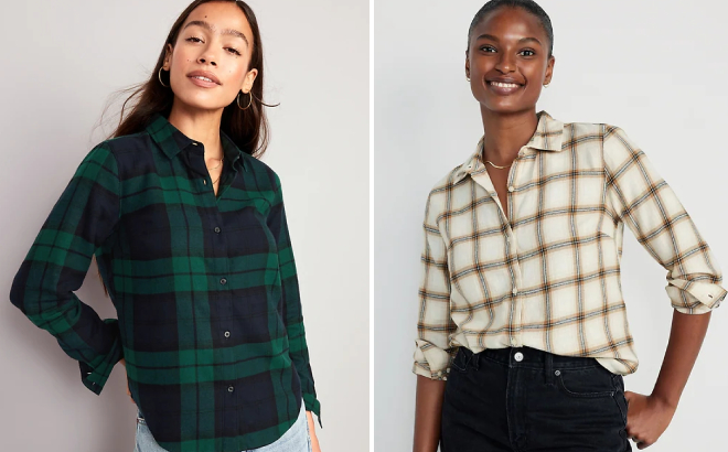 Old Navy Womens Plaid Flannel Shirts