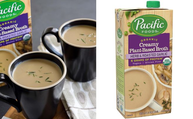 Pacific Foods Organic Herb and Roasted Garlic Creamy Plant Based Broth