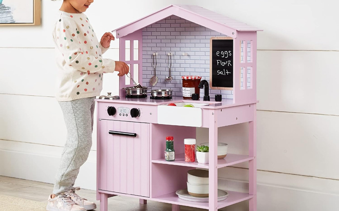 Pink Farmhouse Play Kitchen