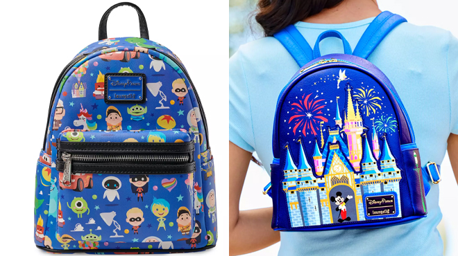 Pixar Chibi Loungefly Mini Backpack and Walt Disney World Loungefly Mini Backpack