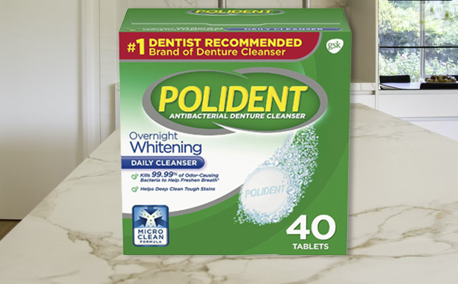 Polident Overnight Whitening Denture Cleanser Tablets