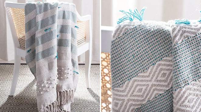 Safavieh Billi Throw on the Left and Closer Look at the Same Item on the Right