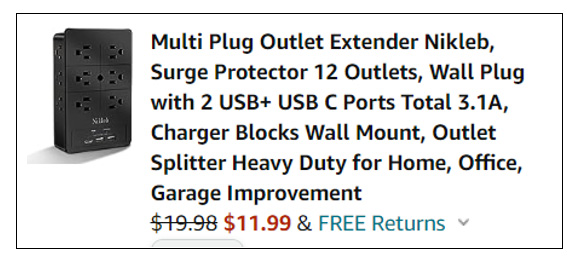 Screenshot Surge Protector Outlet Extender