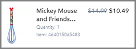 Screenshot of Disney Mickey Mouse and Friends Whisk Final Price at ShopDisney Checkout