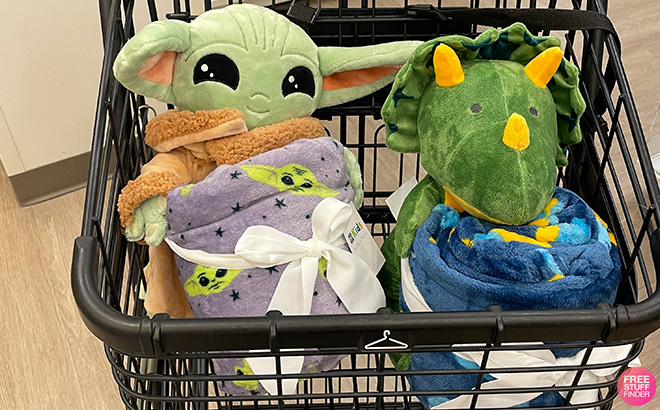 Star Wars Buddy Throw on the Left and Dinosaur Buddy Throw Blanket Set on the Right Side