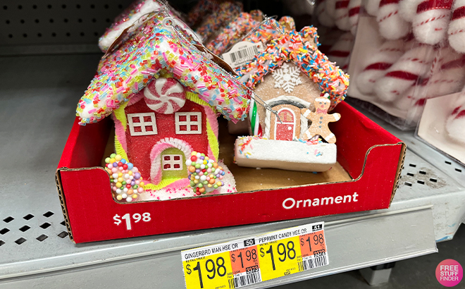 Sugar Candy and Peppermint House Decorative Ornament and Sugar Candy Gingerbread Man House Decorative Ornament