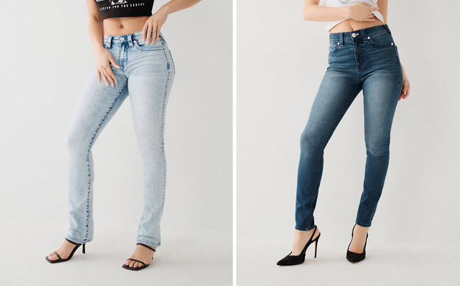 TRUE RELIGION BILLIE STRAIGHT JEAN AND HALLE HIGH RISE SUPER SKINNY JEAN