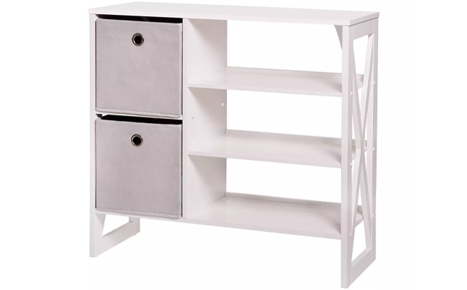 The Big One 2 Drawer White Storage Bookcase