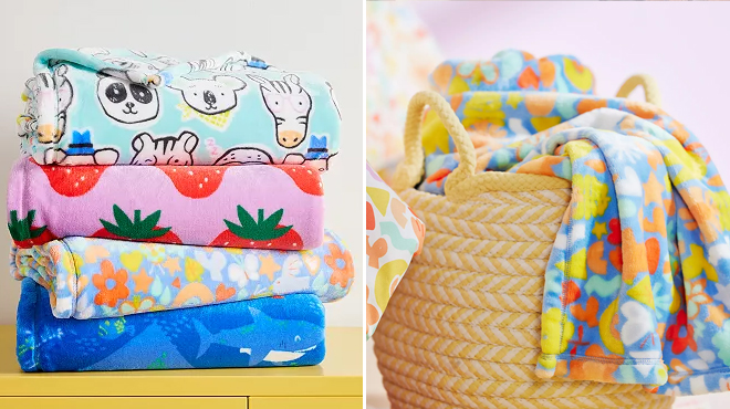 The Big One Kids Oversized Supersoft Plush Throw in Different Designs