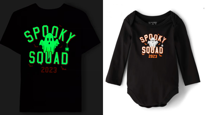 The Childrens Place Unisex Kids Matching Family Glow Spooky Squad Graphic Tee