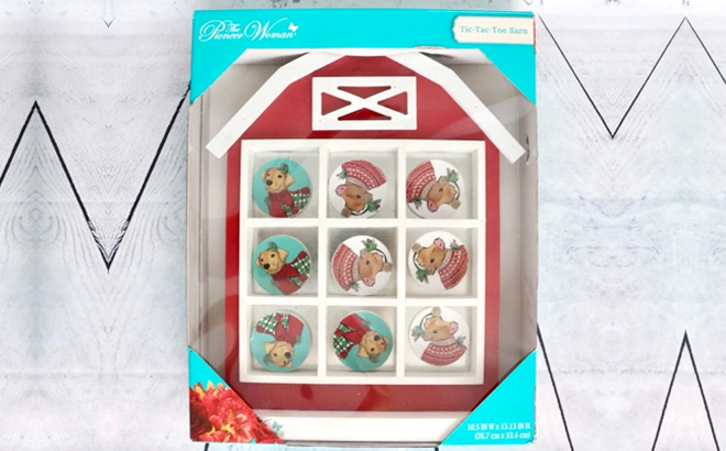 The Pioneer Woman Holiday Barn MDF Tic Tac Toe Game in a Box