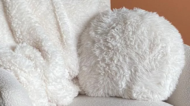 Threshold Faux Fur Round Throw Pillow