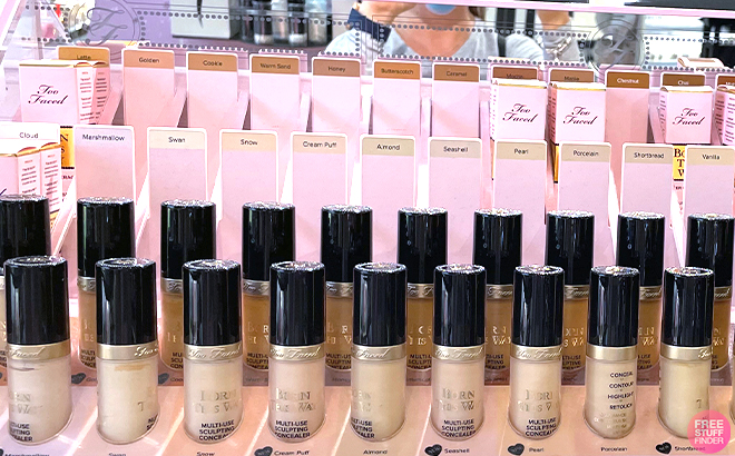 Too Faced Born This Way Super Coverage Concealers on a Display Shelf